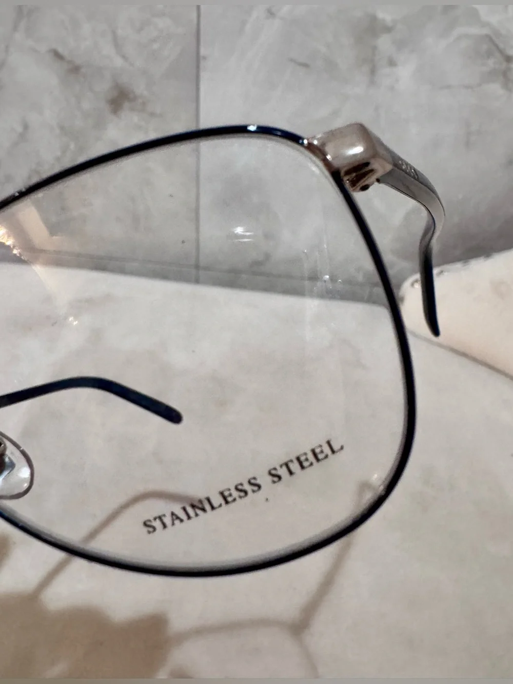 Gucci GG4218 Aviator Eyeglasses Frames Navy Gold Stainless Steel Made Italy